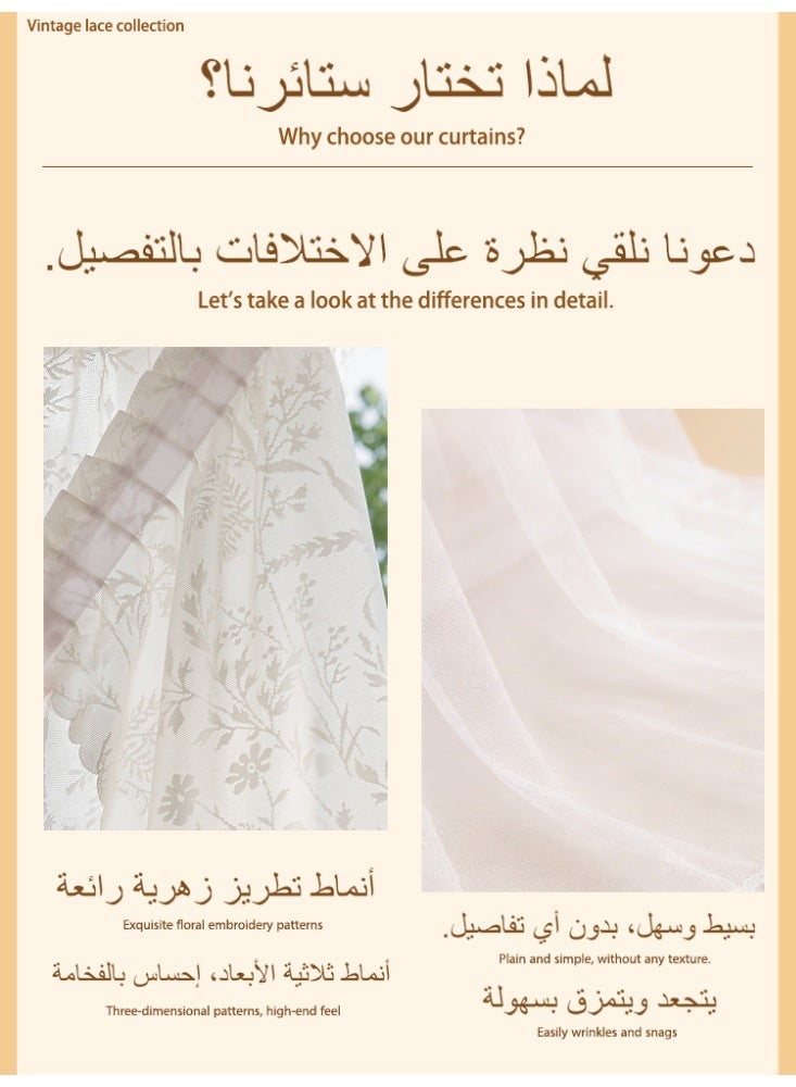 Namalu 1 piece, French-style light luxury embroidered lace short curtain, elegant white coffee curtain, suitable for kitchen, living room, and small window home decoration. - Image 3